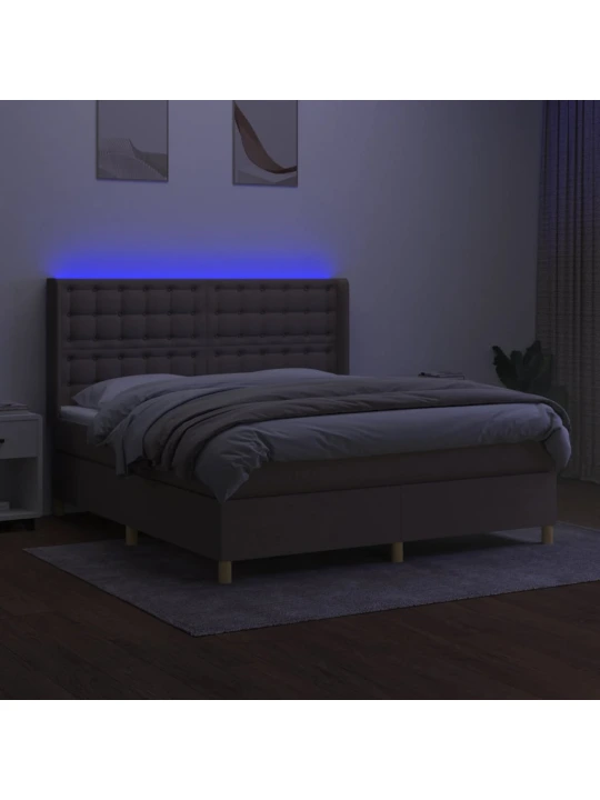 Box spring postel s matrací a led taupe 160x200 cm textil