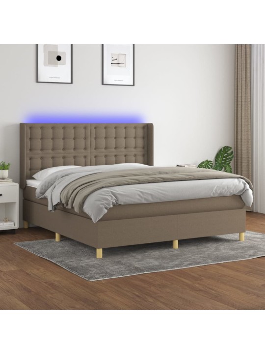 Box spring postel s matrací a led taupe 160x200 cm textil