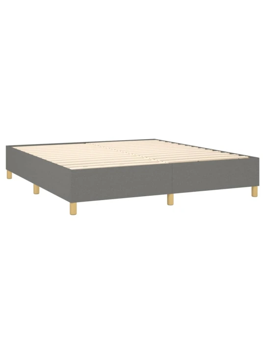 Box spring postel s matrací a LED tmavě šedá 180x200 cm textil