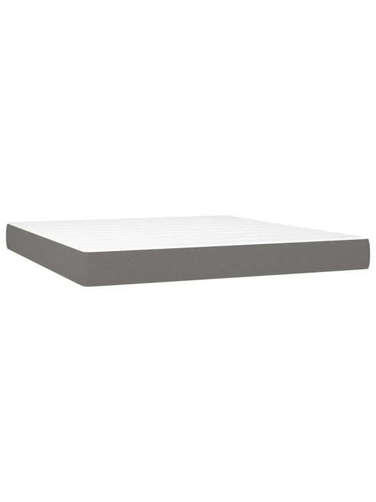 Box spring postel s matrací a LED tmavě šedá 180x200 cm textil