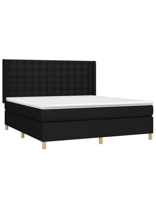Box spring postel s matrací a led černá 180x200 cm textil