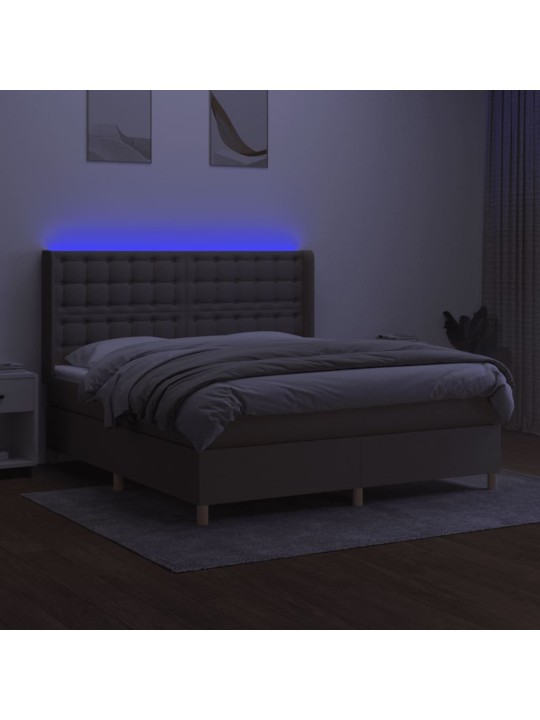 Box spring postel s matrací a led taupe 180x200 cm textil
