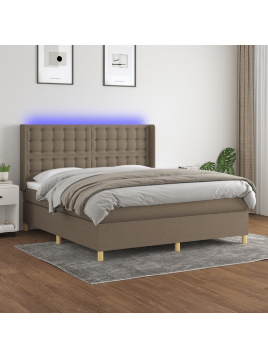 Box spring postel s matrací a led taupe 180x200 cm textil