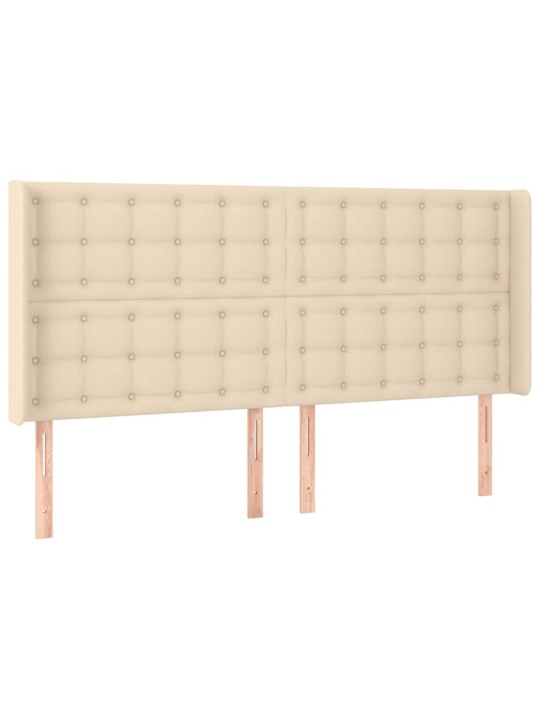 Box spring postel s matrací a led krémová 180x200 cm textil