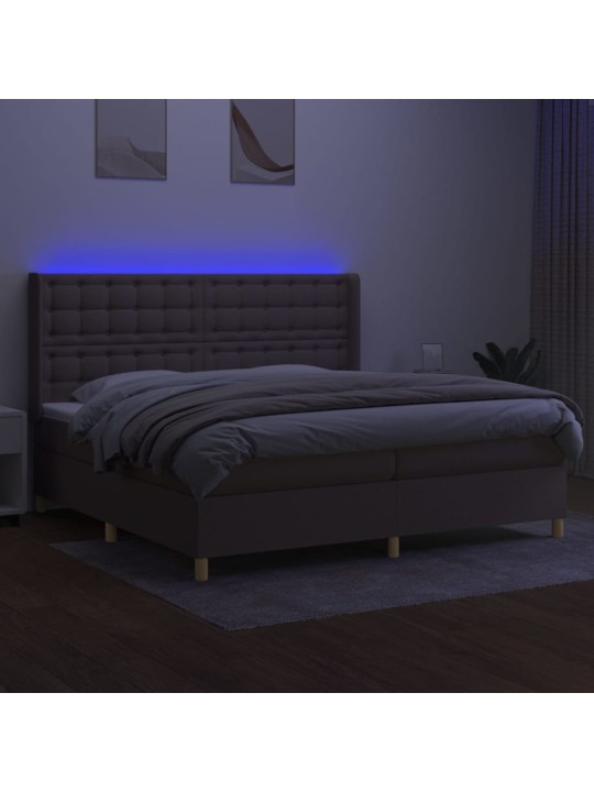 Box spring postel s matrací a led taupe 200x200 cm textil