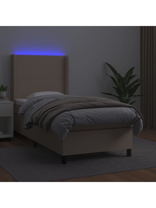 Box spring postel matrace a led cappuccino 90x190 cm umělá kůže