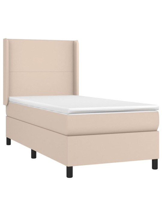Box spring postel matrace a led cappuccino 90x190 cm umělá kůže