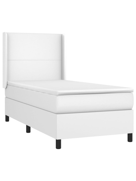 Box spring postel s matrací a LED bílá 100x200 cm umělá kůže