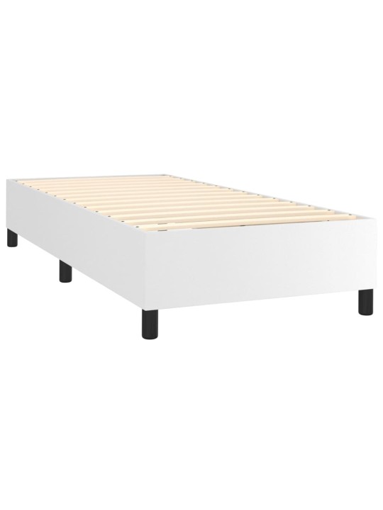 Box spring postel s matrací a LED bílá 100x200 cm umělá kůže