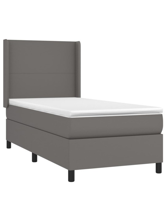 Box spring postel s matrací a LED šedá 100x200 cm umělá kůže