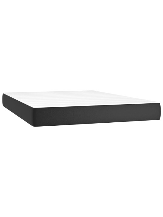 Box spring postel s matrací a LED černá 140 x 190 cm umělá kůže