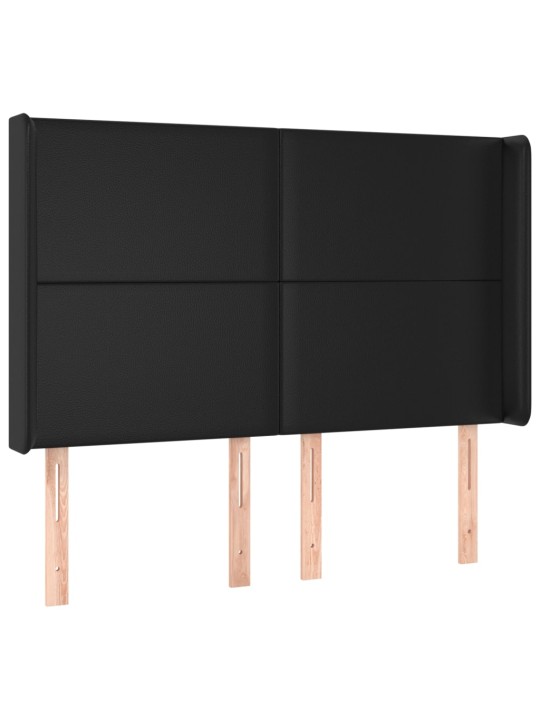 Box spring postel s matrací a LED černá 140 x 190 cm umělá kůže