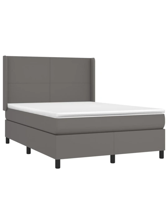 Box spring postel s matrací a led šedá 140x190 cm umělá kůže