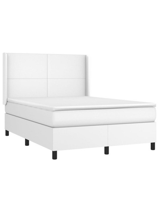 Box spring postel s matrací a LED bílá 140x200 cm umělá kůže