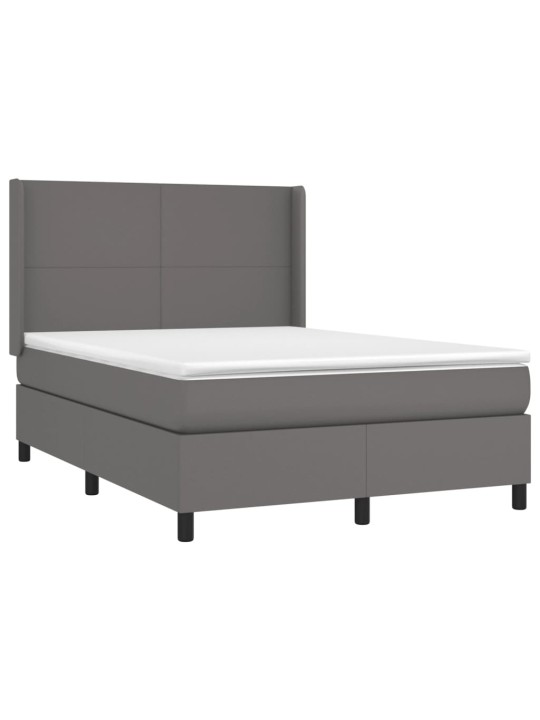 Box spring postel s matrací a LED šedá 140x200 cm umělá kůže