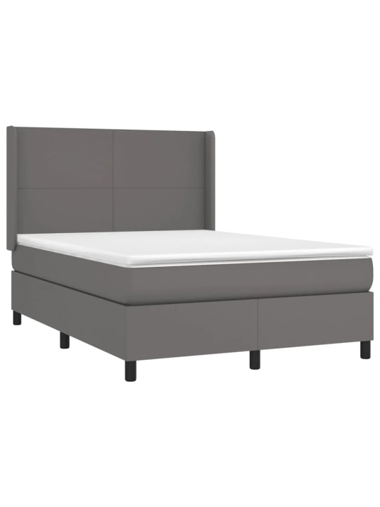 Box spring postel s matrací a LED šedá 140x200 cm umělá kůže