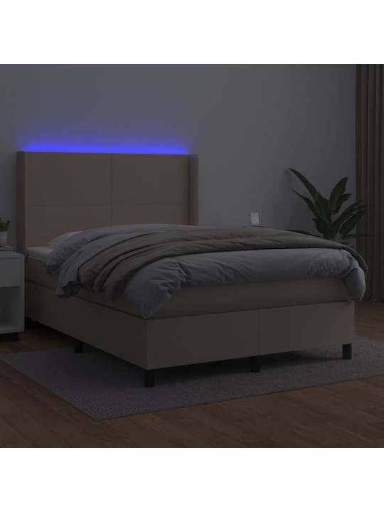 Box spring postel matrace a led cappuccino 140x200cm umělá kůže