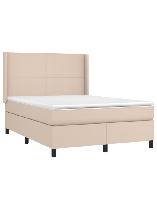 Box spring postel matrace a led cappuccino 140x200cm umělá kůže