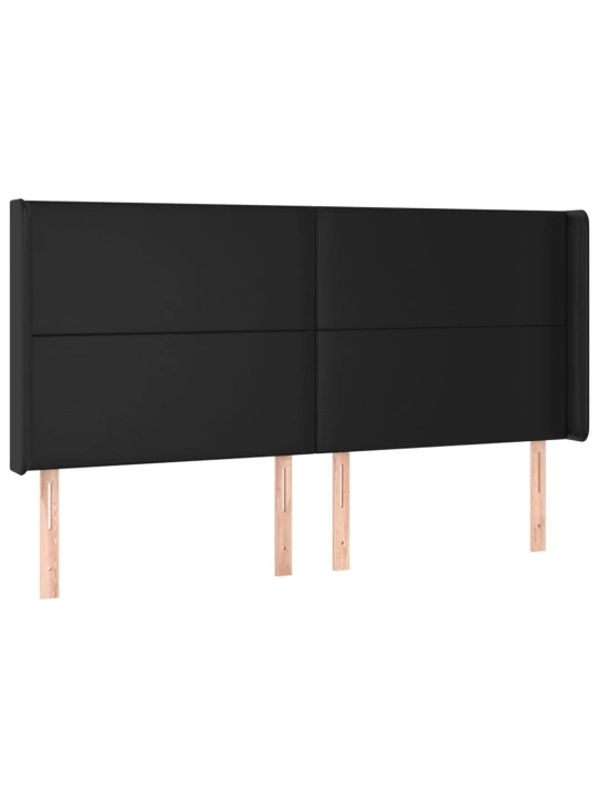 Box spring postel s matrací a LED černá 180x200 cm umělá kůže