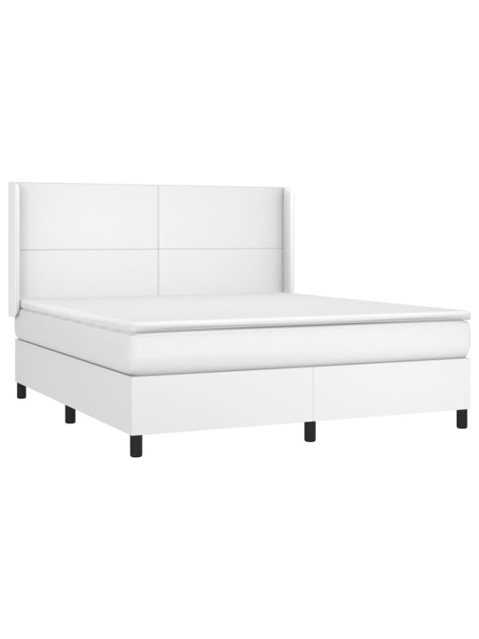 Box spring postel s matrací a LED bílá 180x200 cm umělá kůže