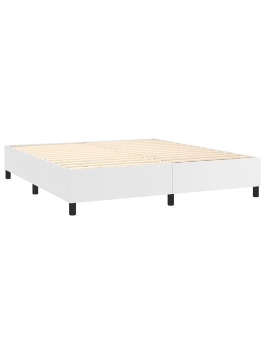Box spring postel s matrací a LED bílá 180x200 cm umělá kůže