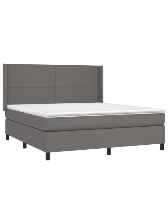 Box spring postel s matrací a LED šedá 180x200 cm umělá kůže