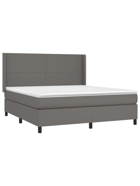 Box spring postel s matrací a LED šedá 180x200 cm umělá kůže