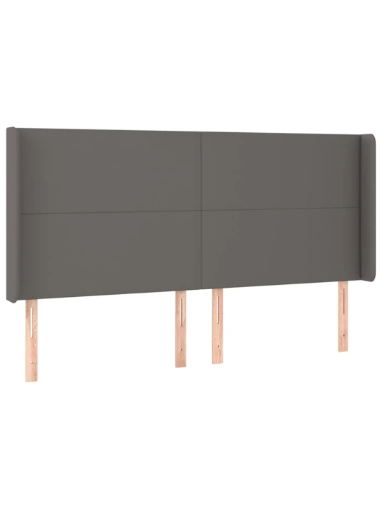 Box spring postel s matrací a LED šedá 180x200 cm umělá kůže
