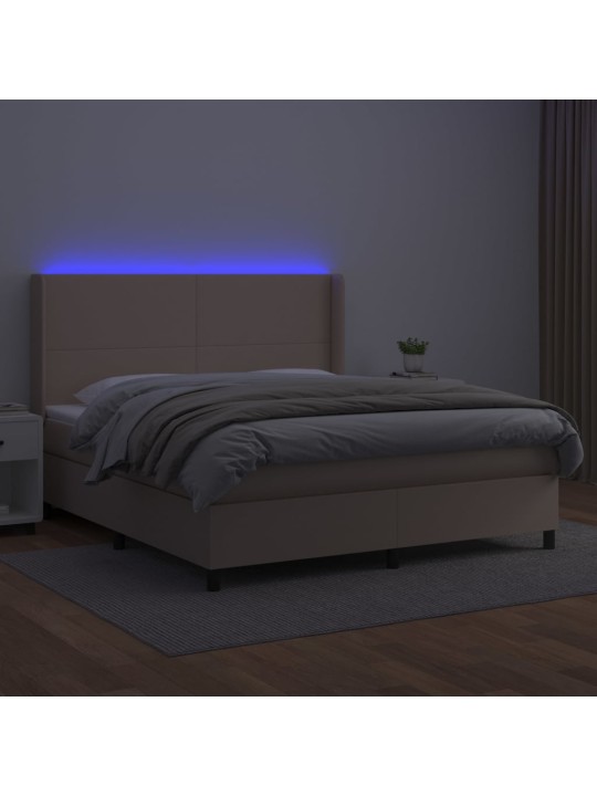 Box spring postel matrace a led cappuccino 180x200cm umělá kůže