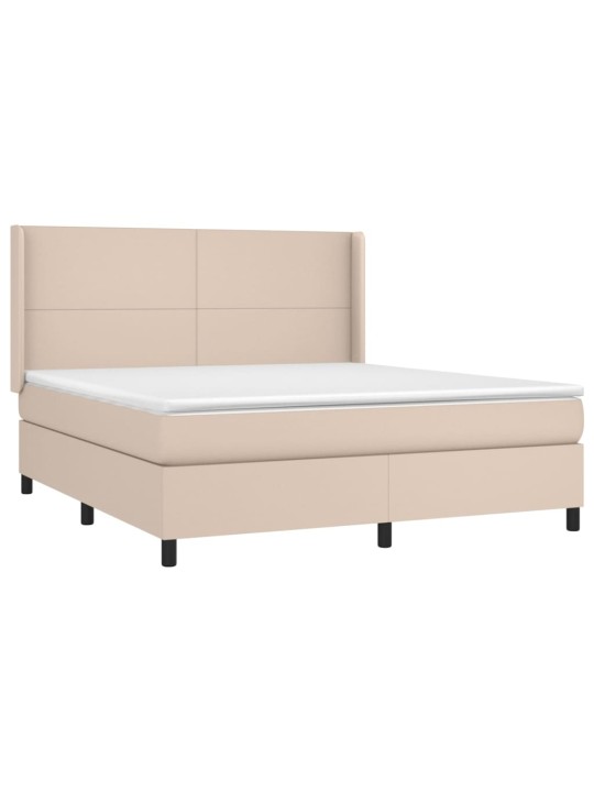 Box spring postel matrace a led cappuccino 180x200cm umělá kůže
