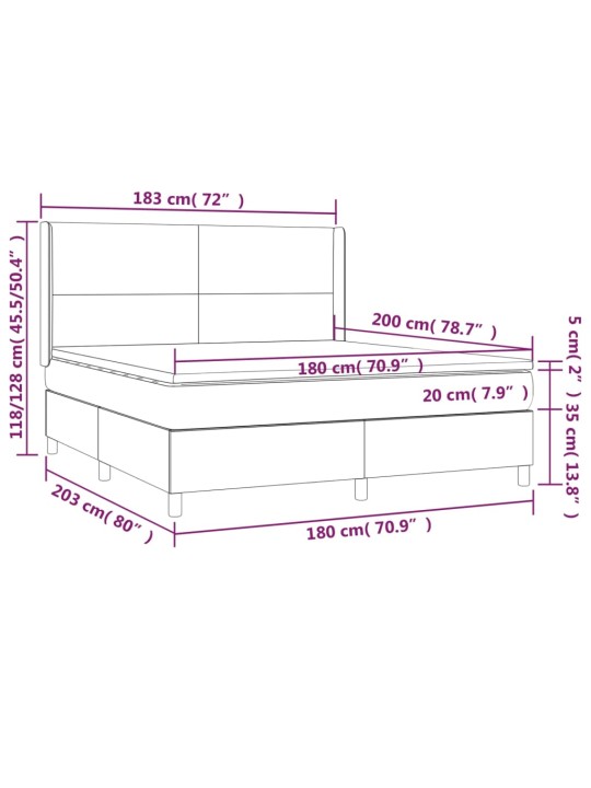 Box spring postel matrace a led cappuccino 180x200cm umělá kůže