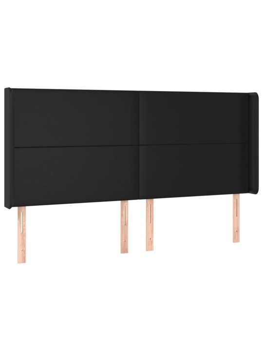Box spring postel s matrací a LED černá 200x200 cm umělá kůže