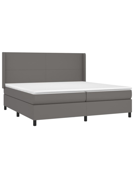 Box spring postel s matrací a LED šedá 200x200 cm umělá kůže