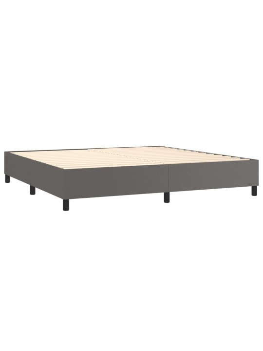 Box spring postel s matrací a LED šedá 200x200 cm umělá kůže
