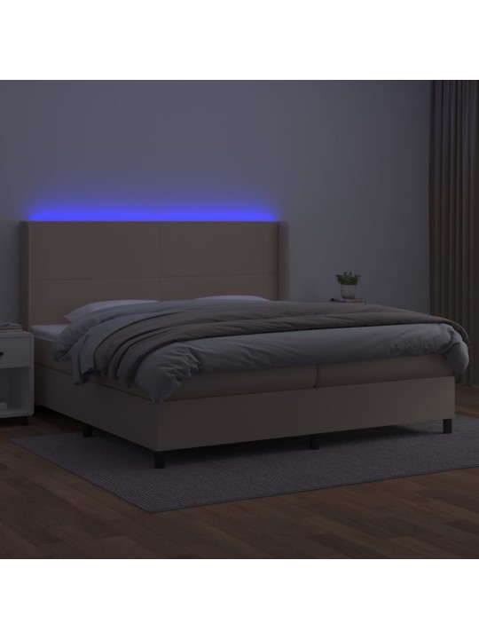Box spring postel matrace a led cappuccino 200x200cm umělá kůže