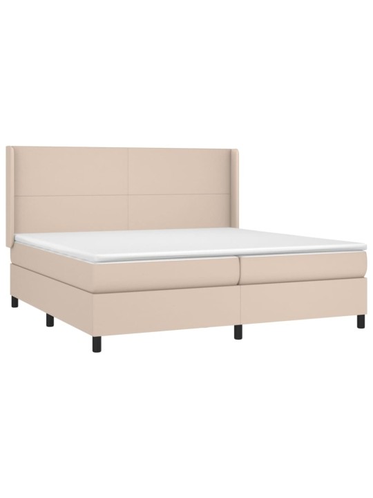 Box spring postel matrace a led cappuccino 200x200cm umělá kůže
