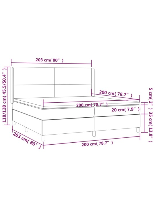 Box spring postel matrace a led cappuccino 200x200cm umělá kůže