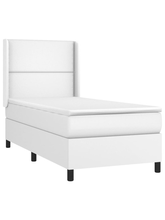 Box spring postel s matrací a LED bílá 80 x 200 cm umělá kůže