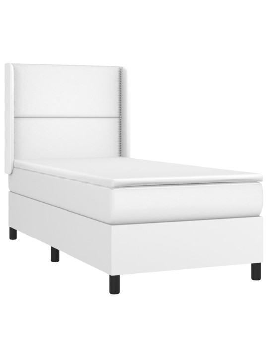 Box spring postel s matrací a LED bílá 90x190 cm umělá kůže