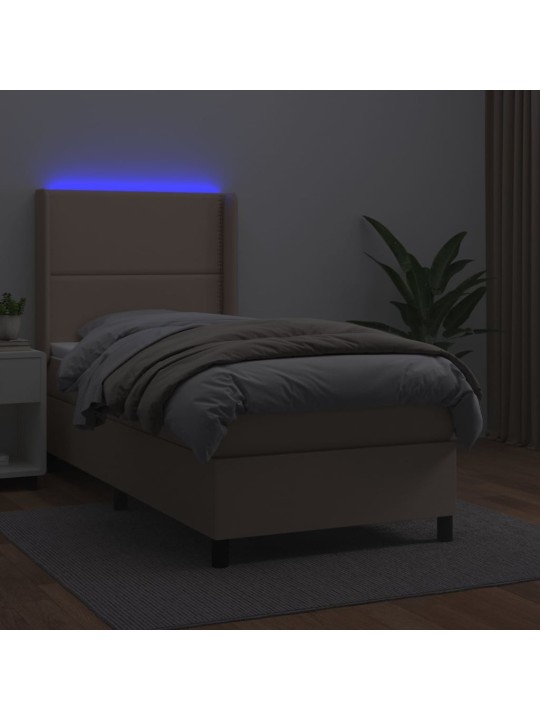 Box spring postel matrace a led cappuccino 90x190 cm umělá kůže