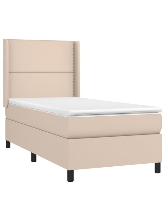Box spring postel matrace a led cappuccino 90x190 cm umělá kůže