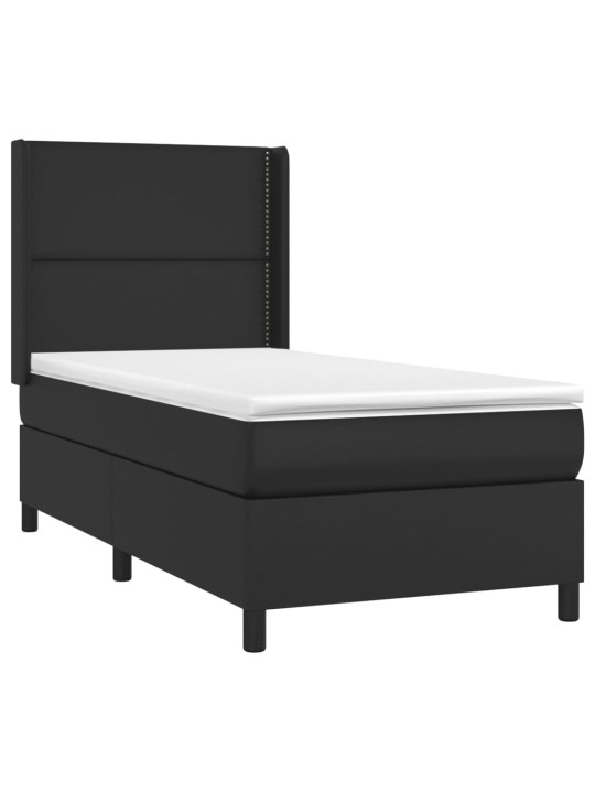 Box spring postel s matrací a LED černá 100x200 cm umělá kůže
