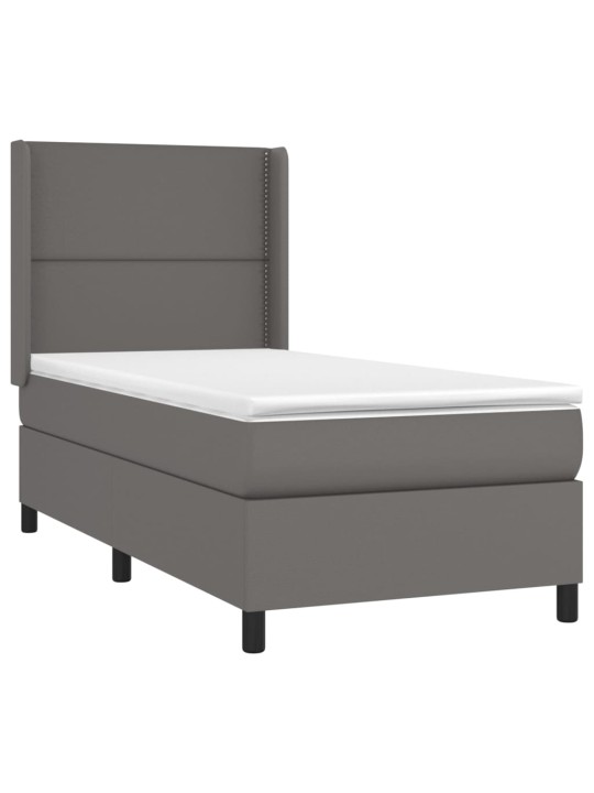 Box spring postel s matrací a LED šedá 100x200 cm umělá kůže