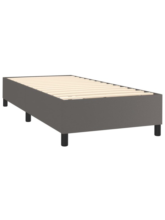 Box spring postel s matrací a LED šedá 100x200 cm umělá kůže