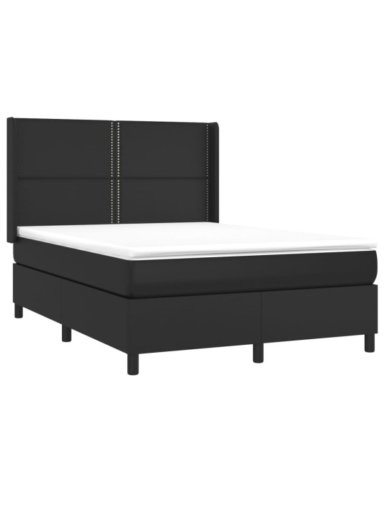 Box spring postel s matrací a LED černá 140 x 190 cm umělá kůže