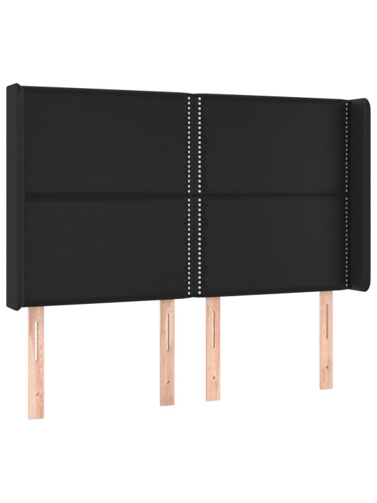 Box spring postel s matrací a LED černá 140 x 190 cm umělá kůže