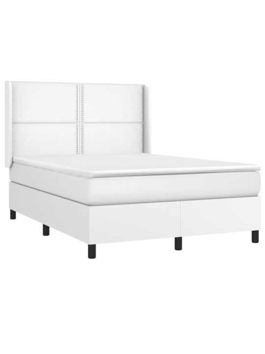 Box spring postel s matrací a LED bílá 140x200 cm umělá kůže