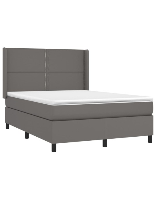 Box spring postel s matrací a LED šedá 140x200 cm umělá kůže