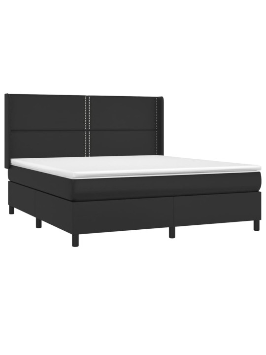 Box spring postel s matrací a LED černá 160x200 cm umělá kůže