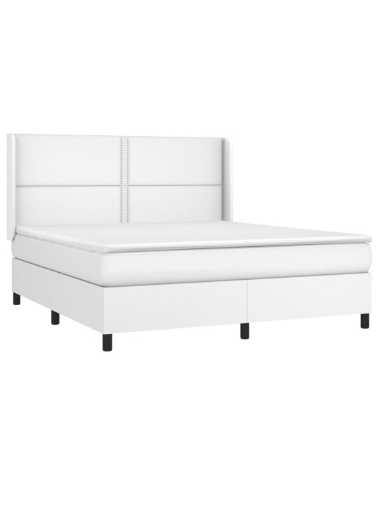 Box spring postel s matrací a LED bílá 180x200 cm umělá kůže